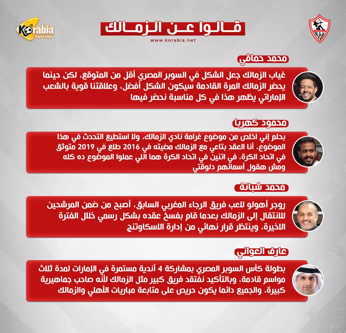 قالوا عن الزمالك| السوبر افتقد الفريق ولاعب الرجاء أولى الصفقات