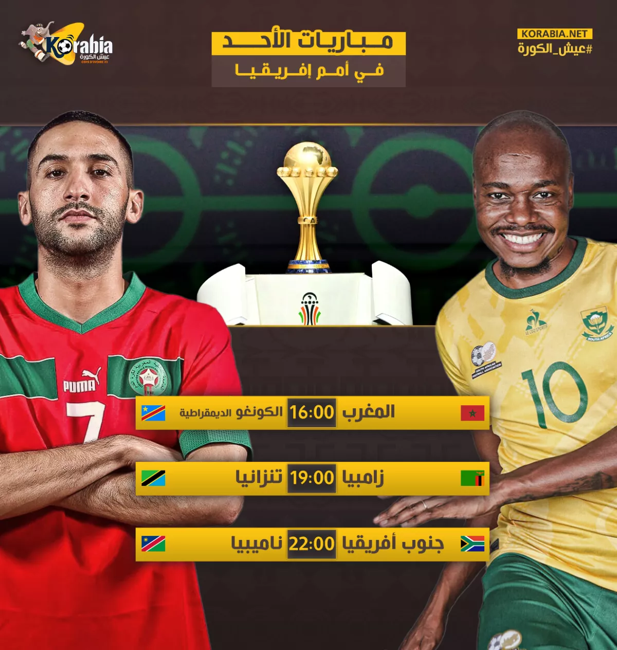 مباريات اليوم الاحد في كأس الأمم الإفريقية 2023