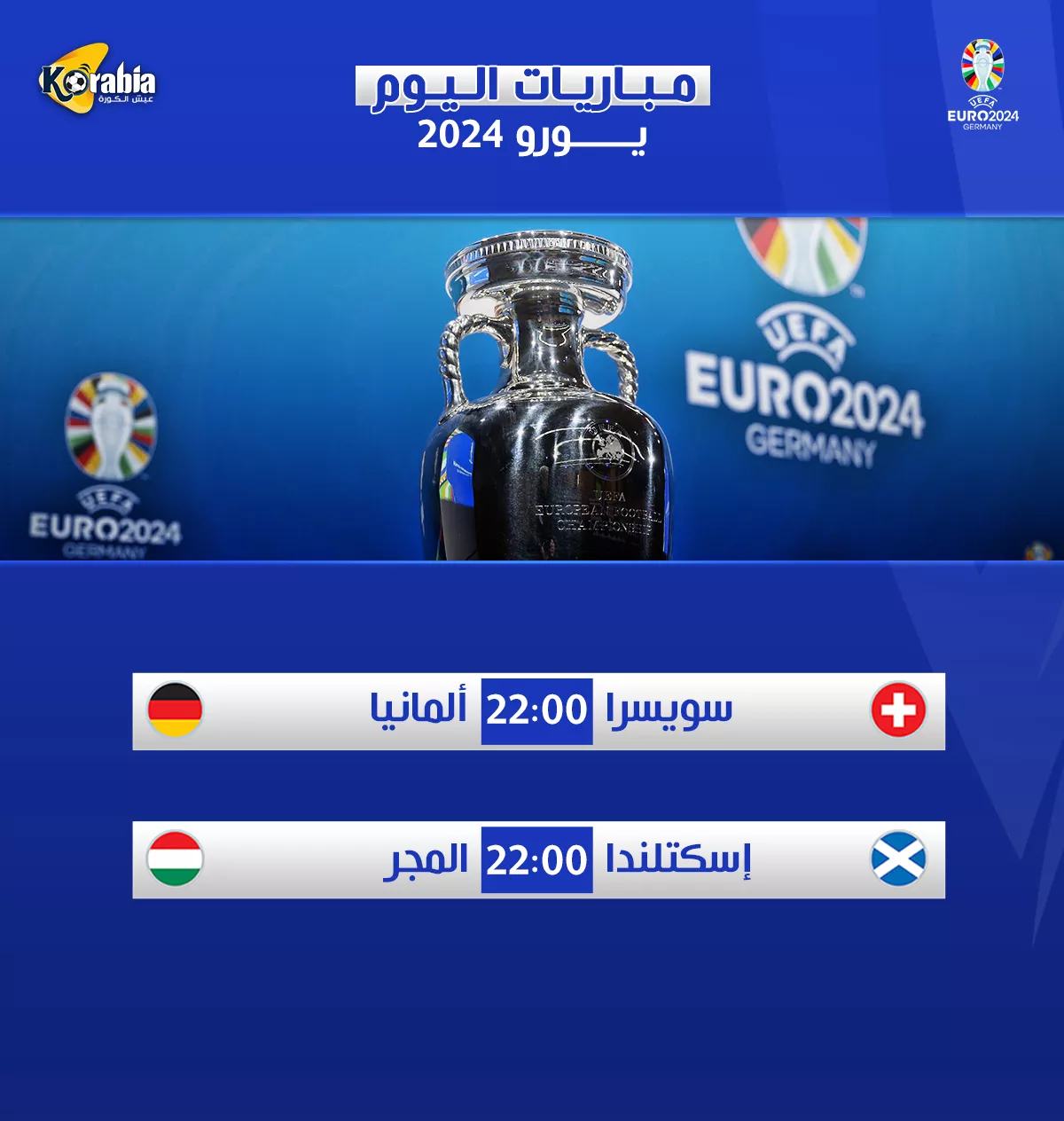 مباريات اليوم في يورو 2024| ألمانيا ضد سويسرا والمجر مع أسكتلندا