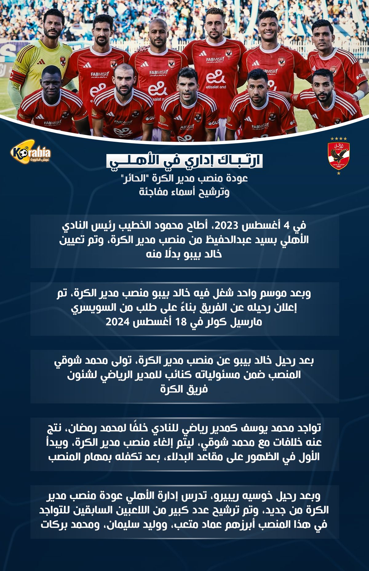 ارتباك إداري في الأهلي .. عودة منصب مدير الكرة الحائر وترشيح أسماء مفاجئة