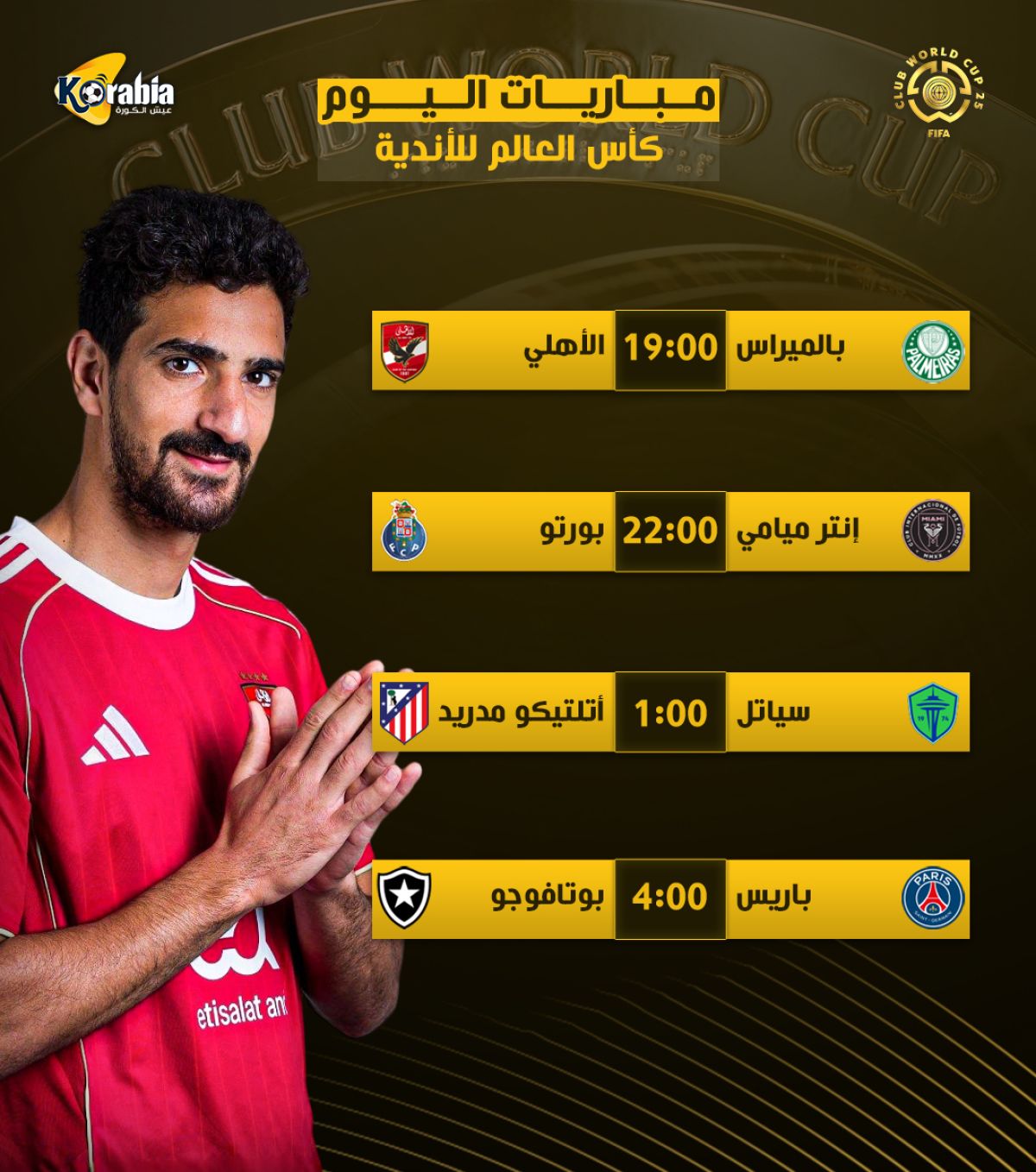 مواعيد مباريات كأس العالم للأندية اليوم الخميس 19-6-2025 والقنوات الناقلة