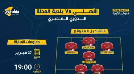 الأهلي ضد بلدية المحلة| التشكيل المتوقع وموعد المباراة
