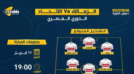 الزمالك ضد الإتحاد السكندري| موعد المباراة والتشكيل المتوقع