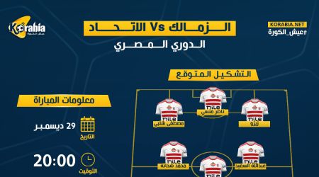 الزمالك ضد الاتحاد السكندري| موعد المباراة.. التشكيل المتوقع والقناة الناقلة