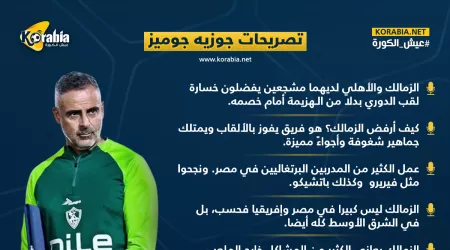 جوميز يثير مخاوف الجماهير ويكشف أسباب هزائم الزمالك وضياع الألقاب