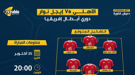 الأهلي ضد إيجل نوار بدوري أبطال أفريقيا.. الموعد والقنوات الناقلة وتاريخ المواجهات والتشكيل المتوقع
