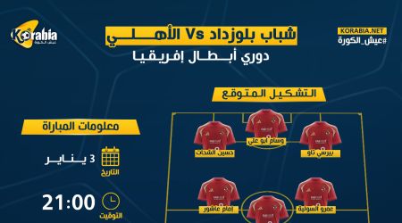 الأهلي ضد شباب بلوزداد | موعد المباراة.. التشكيل المتوقع والقناة الناقلة