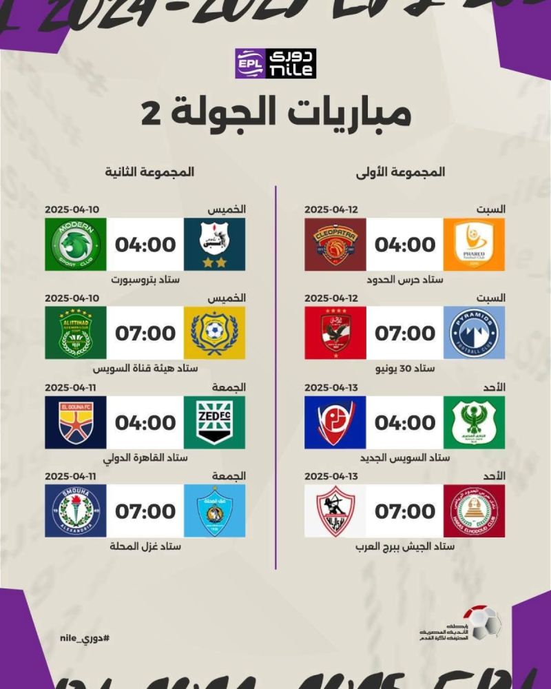 الجولة الثانية من الدور الثاني دوري نايل